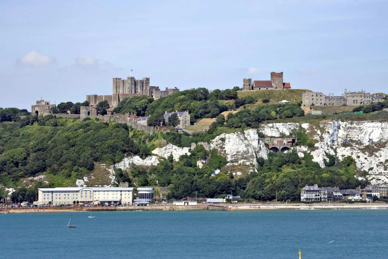 Dover Castle above the White Cliffs and English Channel