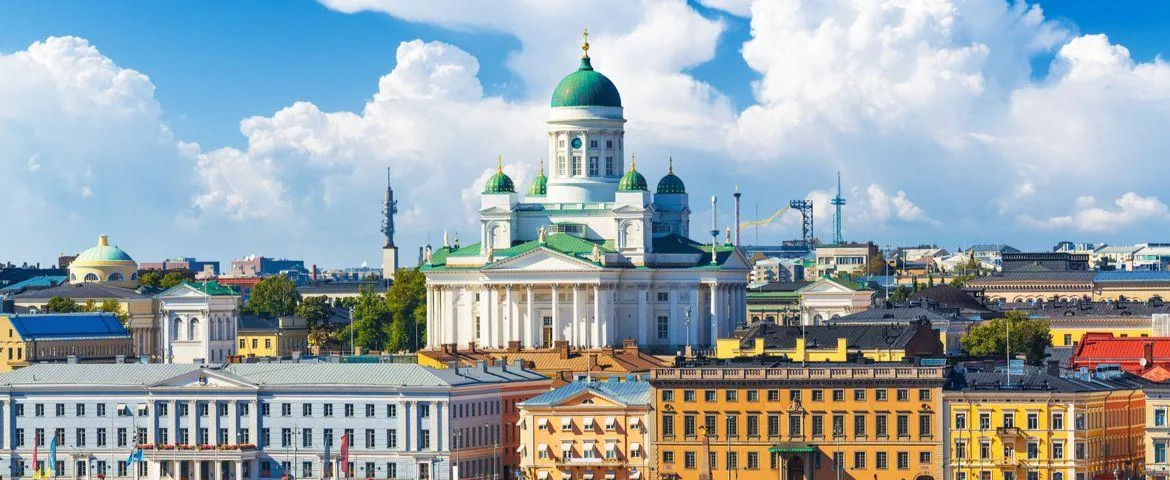 Helsinki waterfront and cathedral in Finland