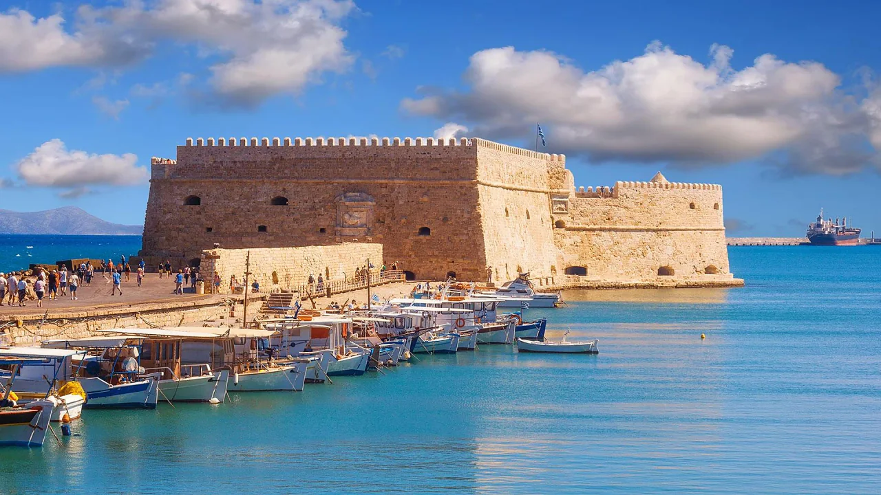 Heraklion harbour and Koules fortress in Crete