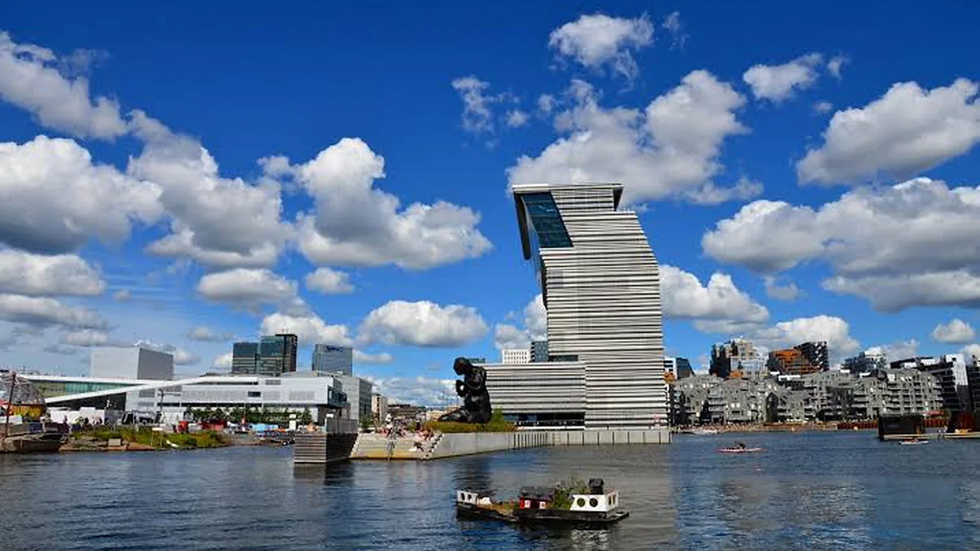 Oslo waterfront and city skyline in Norway