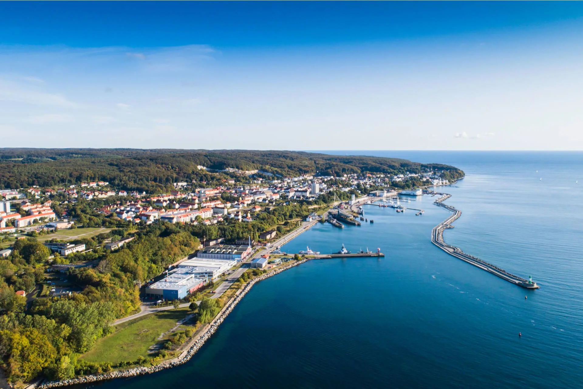 Sassnitz coastline and harbour area on the German Baltic coast
