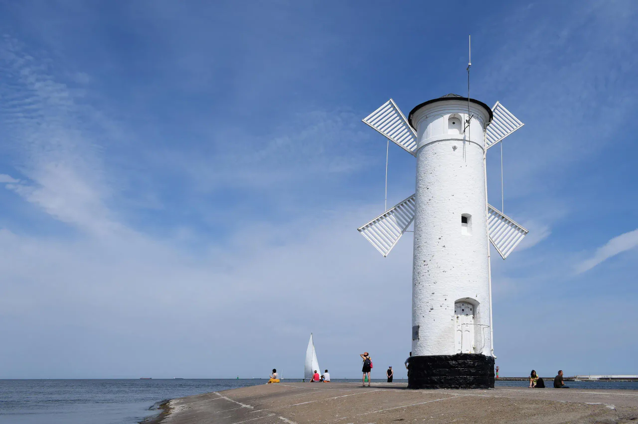 Świnoujście ferry port and Baltic coast in Poland