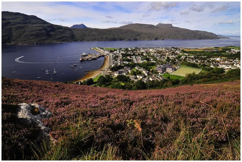 Ullapool harbour, Highland mountains and visitor highlights