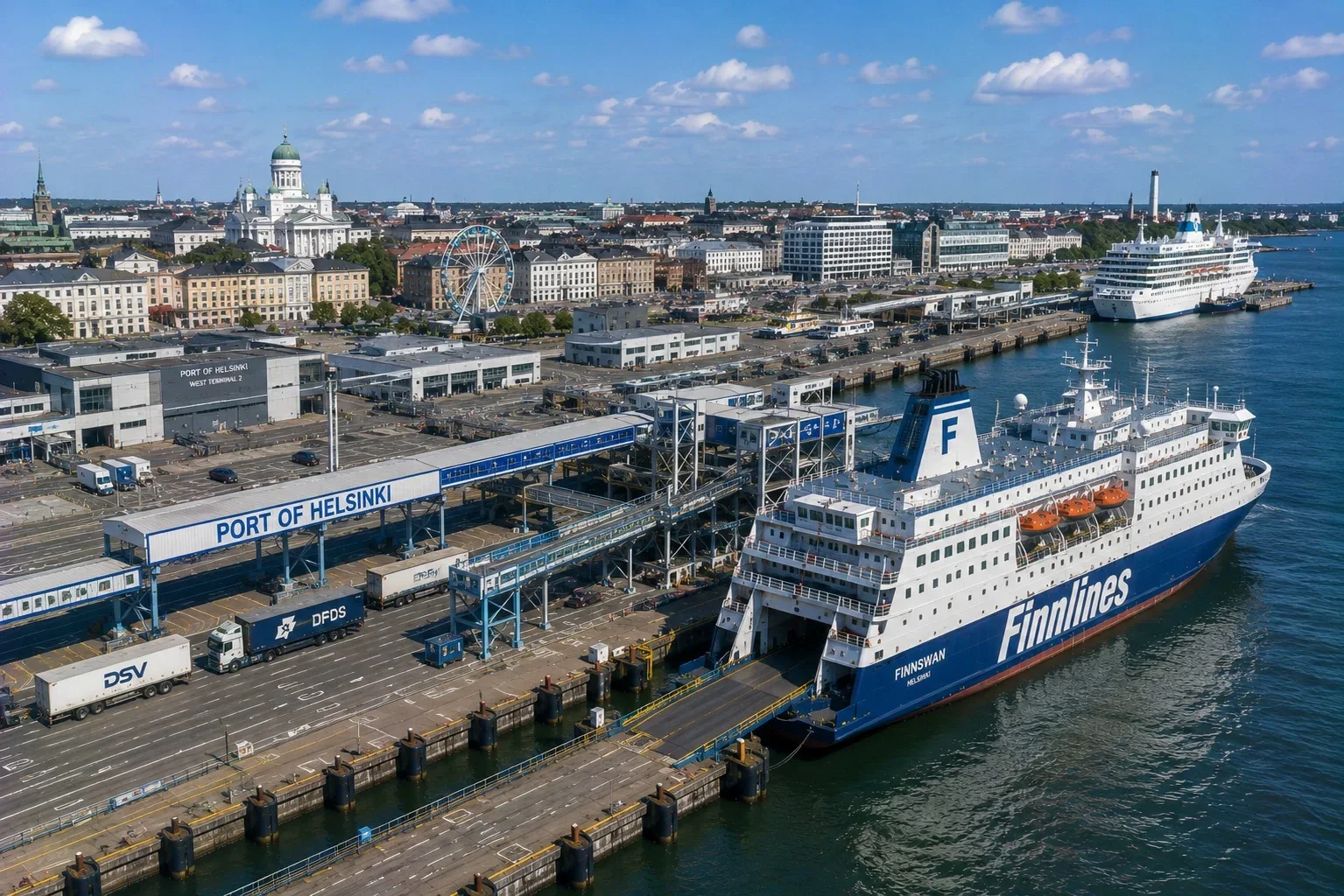Passenger ferry terminal and harbour in Helsinki, Finland