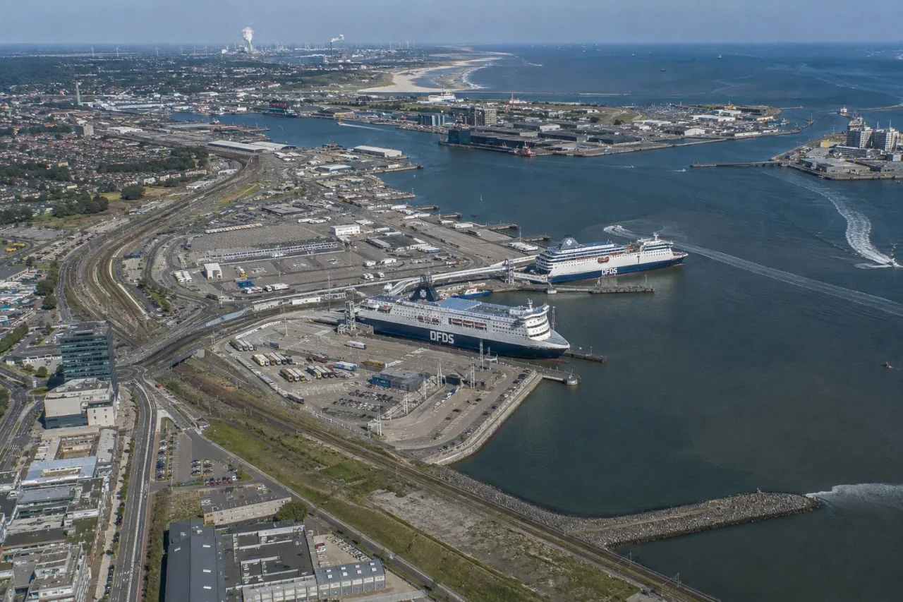 IJmuiden ferry port on the North Sea coast of the Netherlands