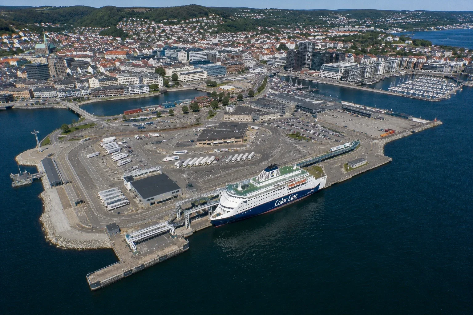 Passenger ferry at Kristiansand ferry port in southern Norway
