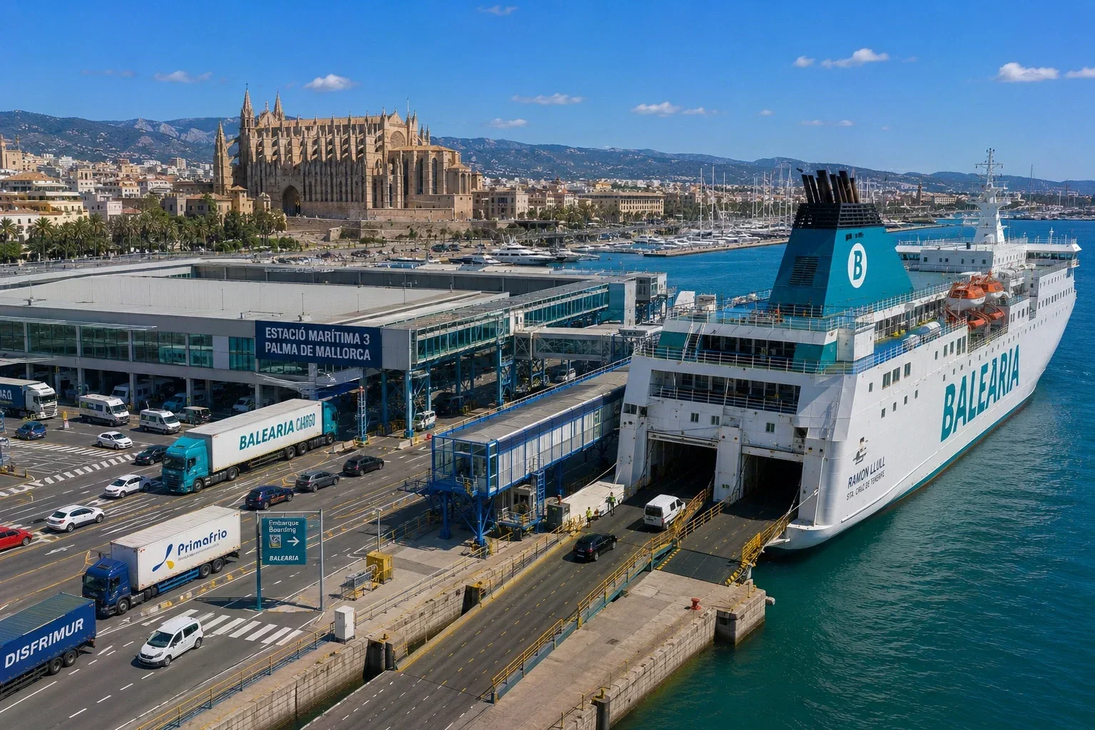 Palma de Mallorca ferry terminal and Balearic passenger ferry