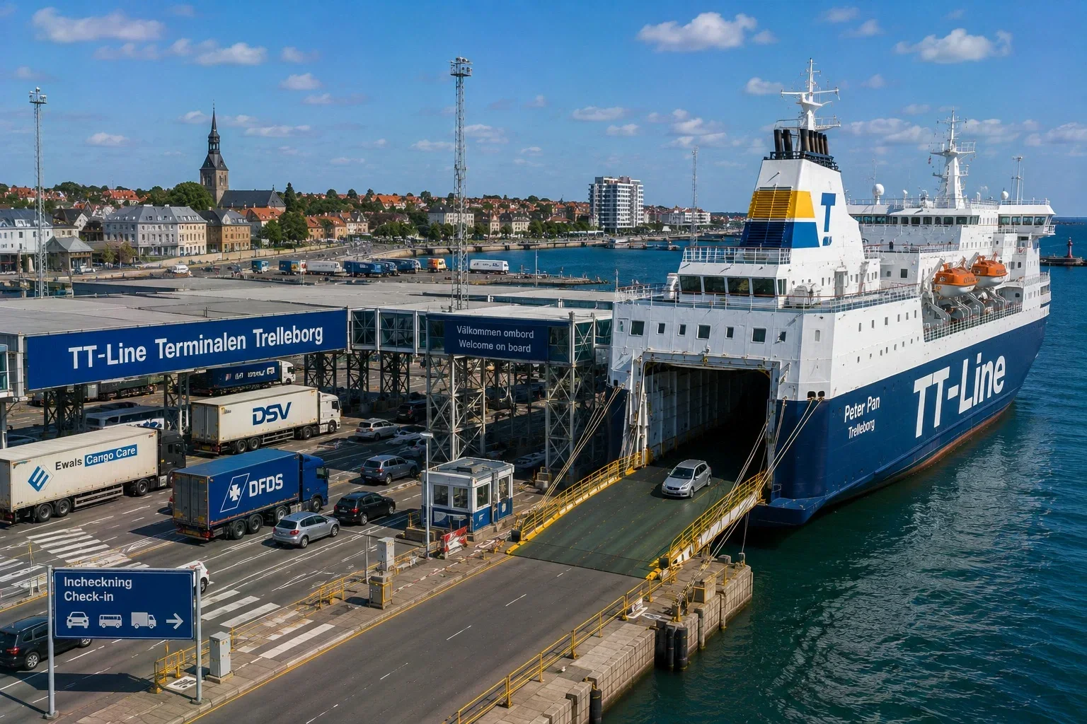 TT-Line ferry at Trelleborg ferry terminal in Sweden