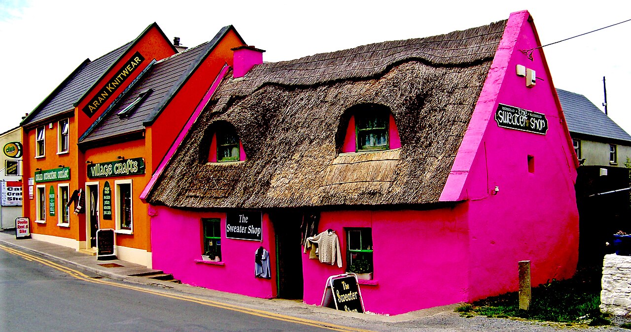 Doolin - Fisher Street - Village Area - Colourful Buildings at East End of Street