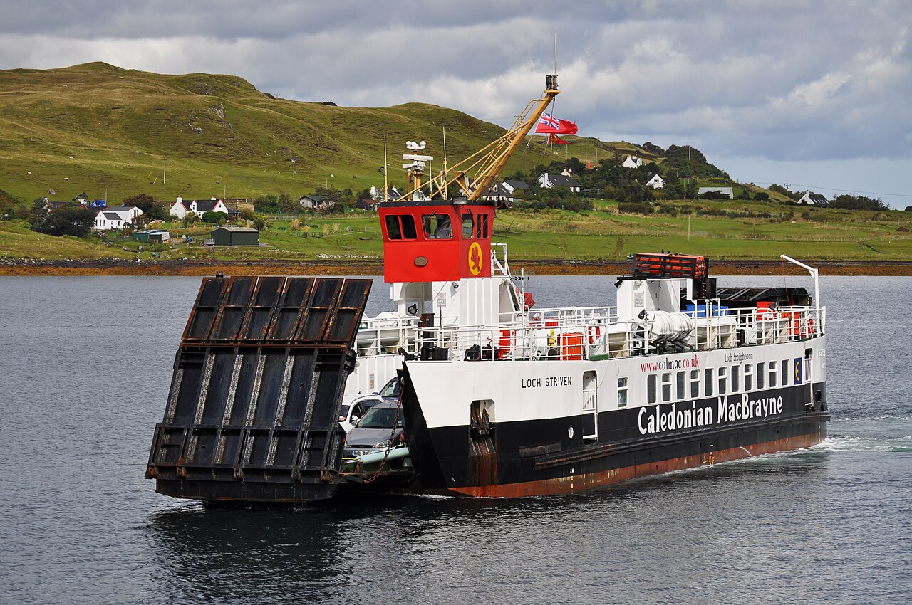 Sconser to Raasay CalMac ferry arriving at Sconser