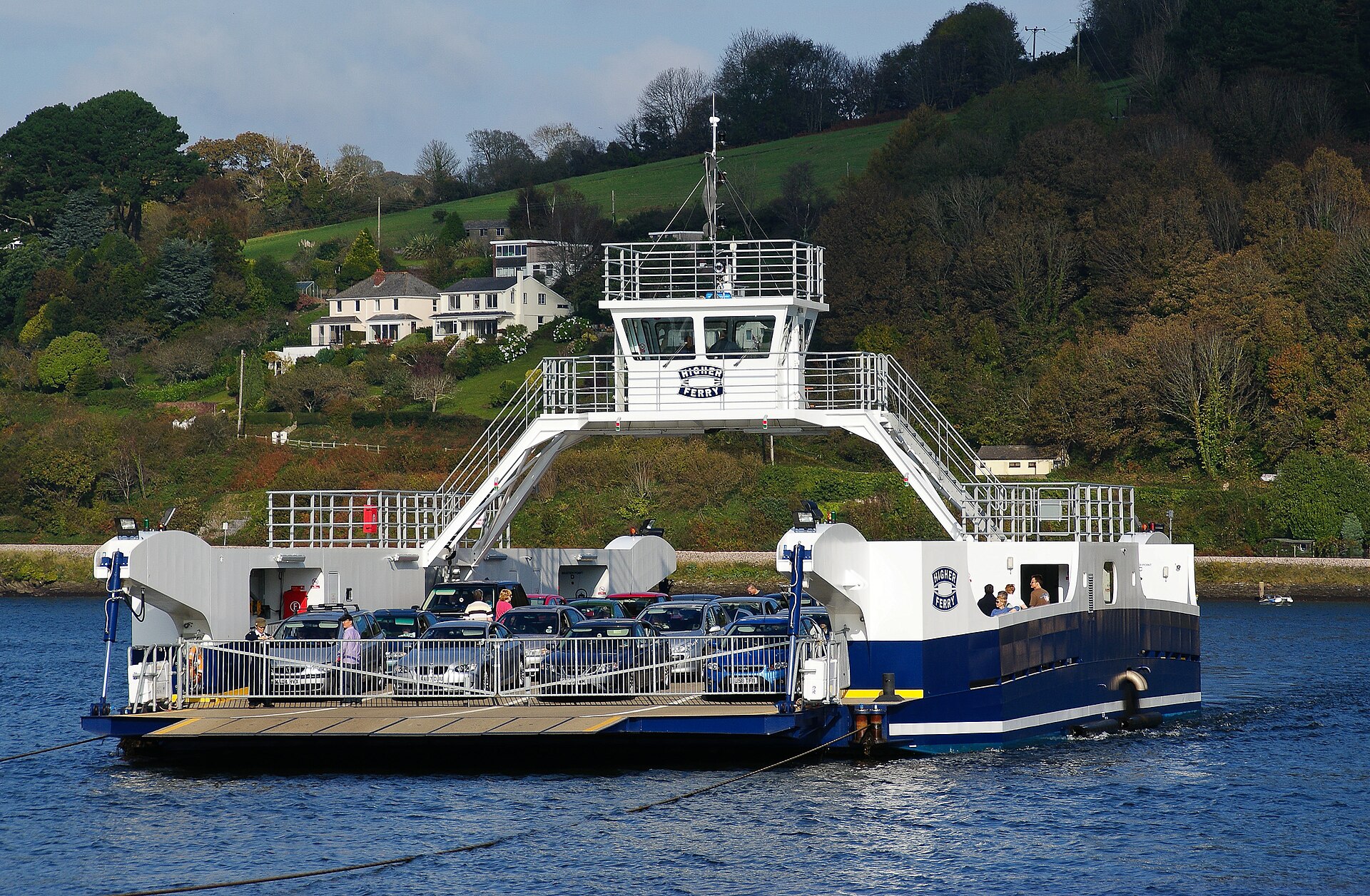 Dartmouth Higher Ferry crossing the River Dart