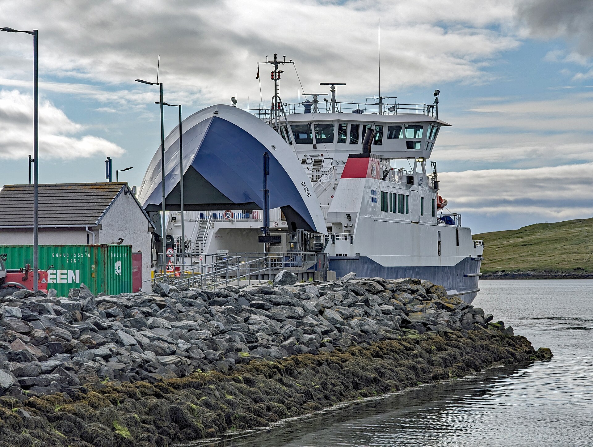 Shetland inter-island ferry Daggri at the terminal