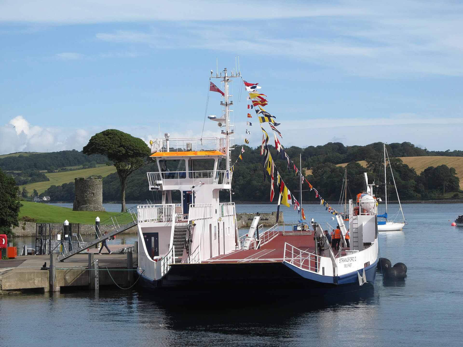 Strangford II passenger and vehicle ferry dressed overall
